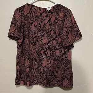 Snakeskin Flutter Sleeve Blouse